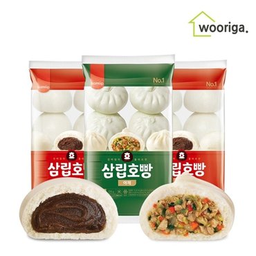 우리가스토리 대용량 냉동 삼립호빵 90g 24개입 (단팥2봉+야채1봉)