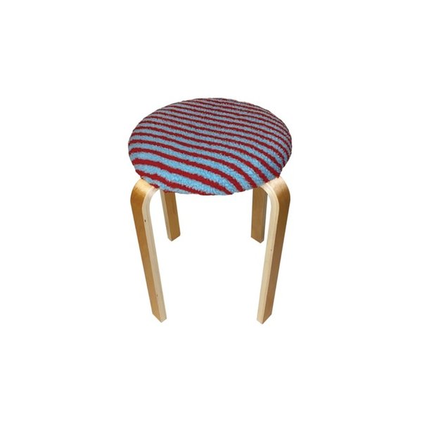 Fur stripe stool (blue&red)