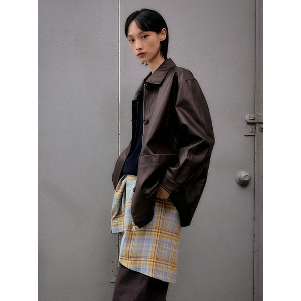 신세틱 레더 하프 자켓 [브라운]