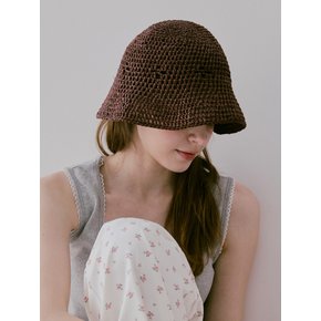 No.224 / Lily Raffia Crochet Bucket Hat _ Brown