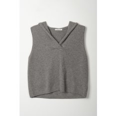 cashmere 100%  hooded vest - Gray