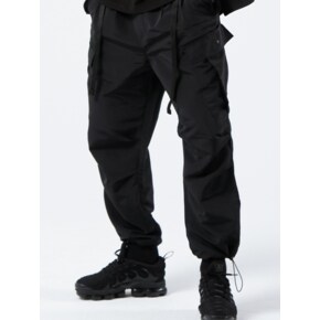 2TUCK BELTED CARGO PANTS (BLACK)