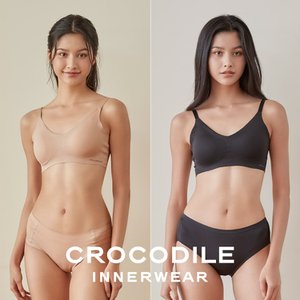 감탄브라 [크로커다일] 감탄브라 나일론모달 후크형 브라+팬티 4종세트 베이지 블랙 CDW4O1113_T