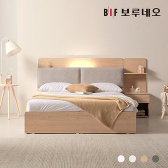 BIF보루네오 [착불] 리오Po 3서랍 LED Q침대+유로탑 본넬매트리스+협탁