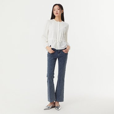 플라스틱아일랜드 [BEIGE]부추컷 데님 팬츠 (PR7DP263)