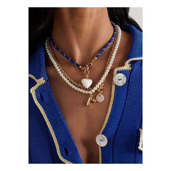 록산느 애슐린 해피 하트 골드톤 코드 에나멜 네크리스 3p 세트 46376663162892651