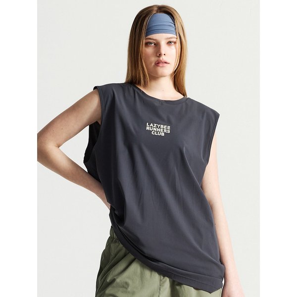 쿨링브리즈 여성 남자 러닝 나시 오버핏 슬리브리스 차콜