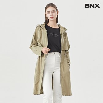 BNX 후드넥 허리 스트링 사파리 롱 점퍼 (BU3JP006L0)