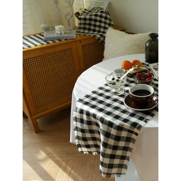 국내제작 린넨느낌 순면 큐브 테이블 식탁러너