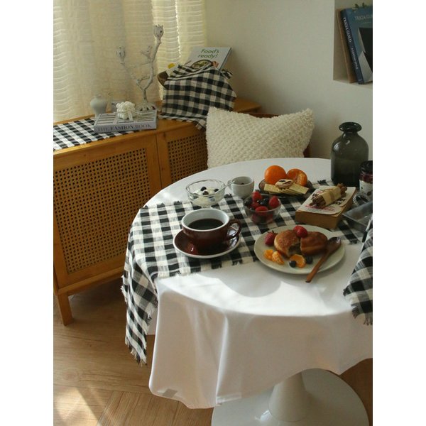 국내제작 린넨느낌 순면 큐브 테이블 식탁러너