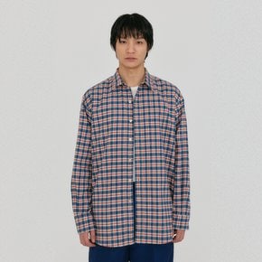 ZOSEF Oversized Shirt with Brooch - Ivory/Navy/Red Check