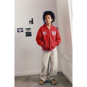 ZARA 자라 키즈 슬로건 프린트 집업 짚업 후디 후드티 Reddish 5431782609 5431782 1397175