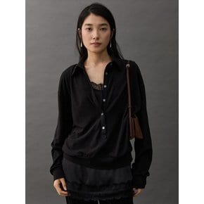 POISE COLLAR TOP - BLACK