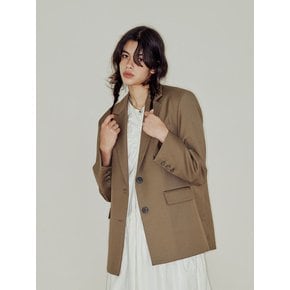 LOOSE FIT WOOL SINGLE JACKET / KHAKI