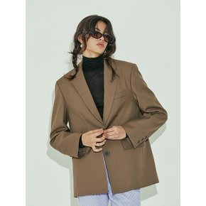 LOOSE FIT WOOL SINGLE JACKET / KHAKI