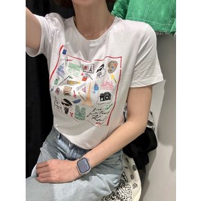 칼라거펠트 25SS 여성 아티스트 윔시 로고 반팔 티셔츠