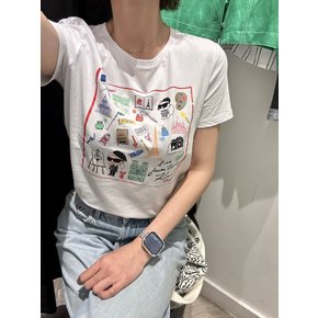 칼라거펠트 25SS 여성 아티스트 윔시 로고 반팔 티셔츠