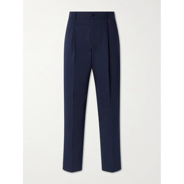 V로고 스트레이트 플리츠 코튼 개버딘 팬츠 46376663163075626