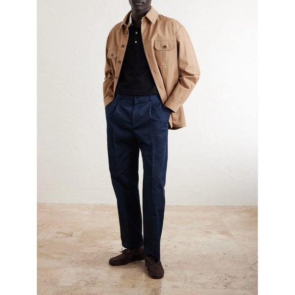 V로고 스트레이트 플리츠 코튼 개버딘 팬츠 46376663163075626