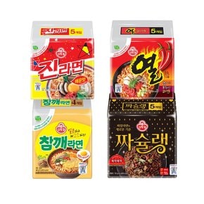 진라면 매운맛 멀티5입1봉+열라면 멀티5입1봉+참깨라면 멀티4입1봉+짜슐랭 멀티5입1봉