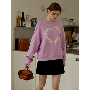 Heart lettering loose-fit sweat shirt_Purple