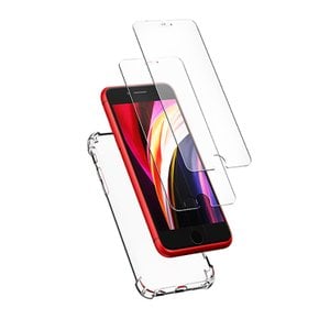 [케이스+강화유리] 액정보호필름 투명 범퍼 아이폰15 14 13 12 11 SE3 프로맥스 미니 플러스