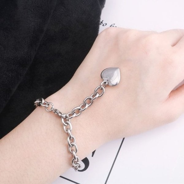 써지컬스틸 하트참체인 남녀공용 팔찌 (WFHN6MK)