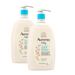 [해외직구] Aveeno 아비노 베이비 데일리 모이스처 워시 샴푸 귀리 추출물 976ml 2팩