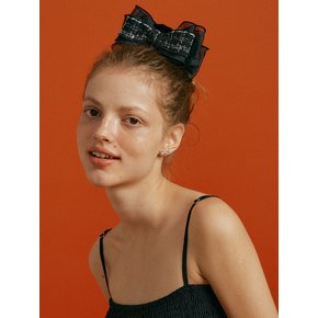 Noir tweed ribbon Hairclip