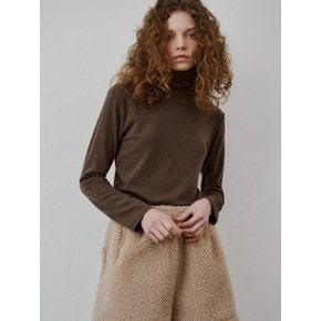 Basic turtle neck T-shirts (Brown)