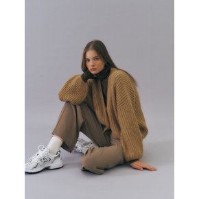 Mohair volume knit cardigan (camel)