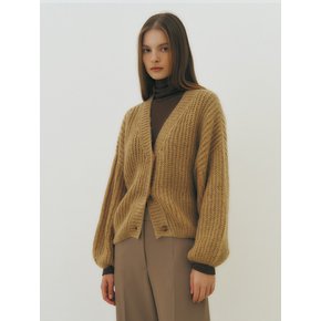 Mohair volume knit cardigan (camel)