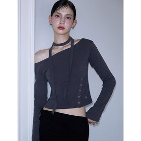 Eyelet Tie Long Sleeve [Charcoal]