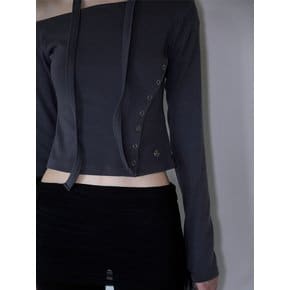 Eyelet Tie Long Sleeve [Charcoal]