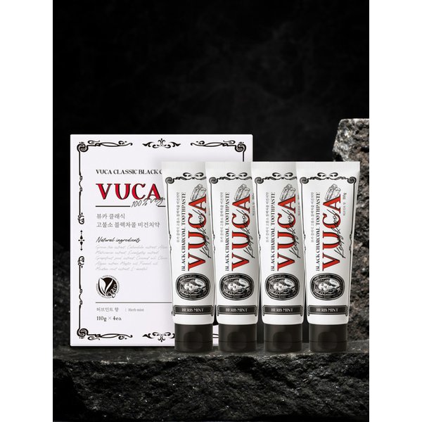 클래식 블랙 차콜 고불소 구취케어 비건치약 허브민트향 110g 4개입