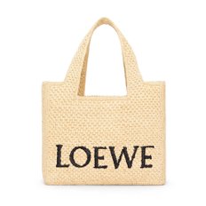 [LOEWE FONT TOTE RAFFIA S] 로에베 스몰 폰트 토트 라피아 라탄 핸드백 기은세 베이지