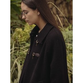 Bizo point a-Line wool blended half coat_Black