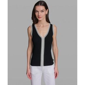 칼라거펠트 우먼 V-Neck 스웨터 - 블랙 소프트 화이트 26580890 1392627