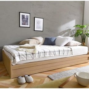 헤드없는 내츄럴 슈퍼싱글 침대 프레임 (2색)  심플 좁은방 기숙사 디자인 1인용