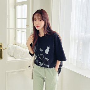 체인 하트 빈티지 오버핏 반팔티_P326531502
