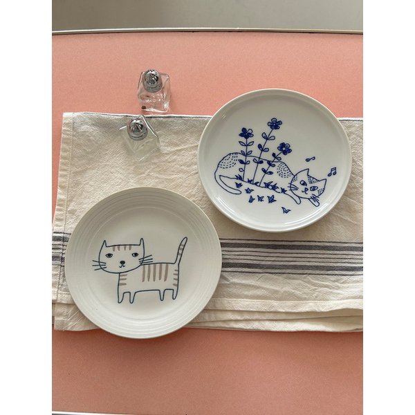 하루노 네코 플레이트 2종 고양이 귀여운 캐릭터 그릇