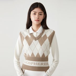 W ARGYLE KNIT VEST BEIGE