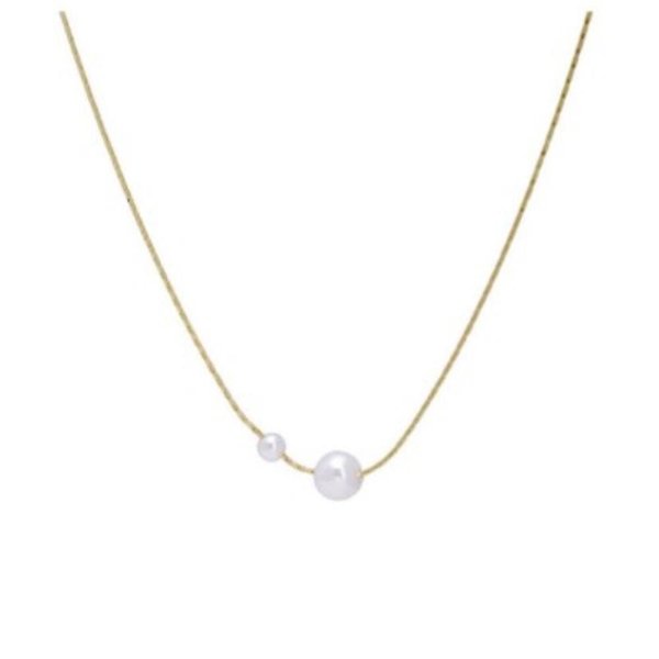 [옷자락] 여성용 미니멀 진주포인트 골드 체인 목걸이