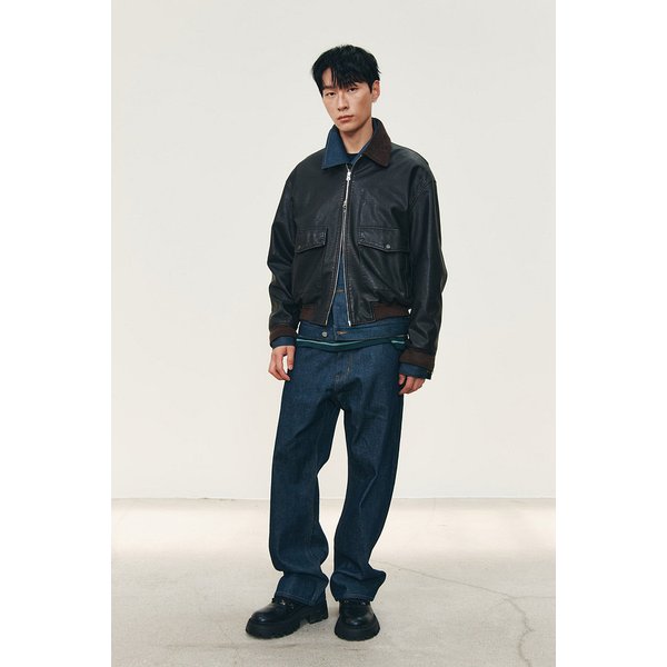 [MEN] 코튜로이 카라 신세틱 레더 점퍼 9155361122073