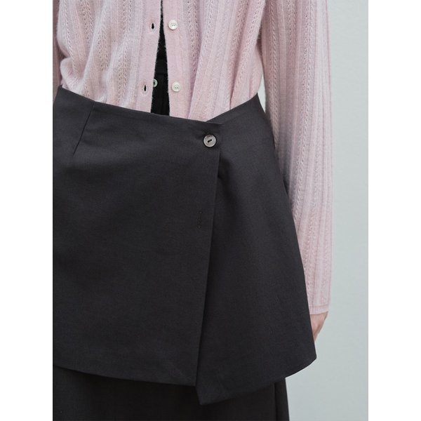 [리퍼브] 레이어드 랩 미디 스커트 CHARCOAL