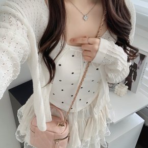 캡내장 굴림 땡땡이 도트 나시탑3color