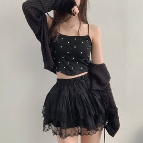 캡내장 굴림 땡땡이 도트 나시탑3color
