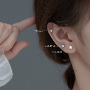이스테리 925실버 전체은 큐빅 피어싱 귀걸이 3size 남녀공용 은클리너천 증정