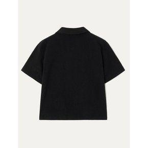 프린트 테리 반소매 폴로 가디건_블랙