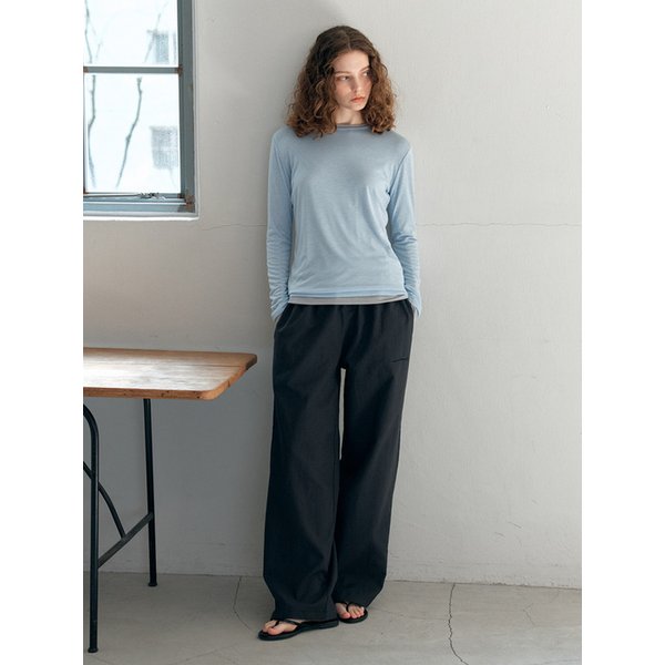 Linen banding pants_charcoal
